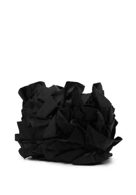 Black satin ruffled clutch bag - women DRIES VAN NOTEN | 231011520804900