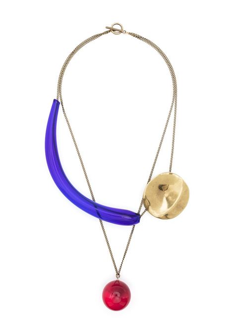 Fuchsia and gold glass charm gold-tone necklace - women DRIES VAN NOTEN | 231019109072304