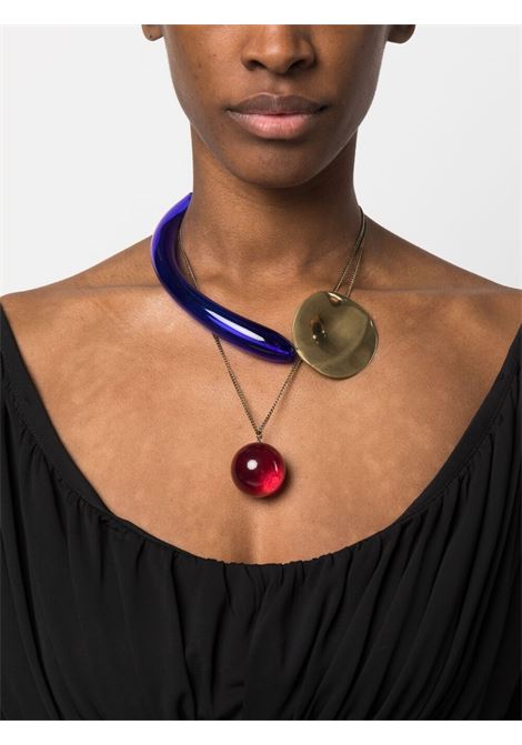 Fuchsia and gold glass charm gold-tone necklace - women DRIES VAN NOTEN | 231019109072304