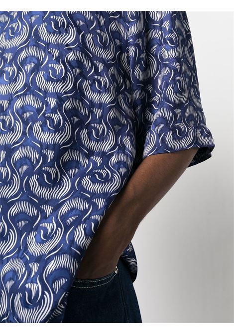 Camicia con stampa grafica in blu - uomo DRIES VAN NOTEN | 2310207186033504