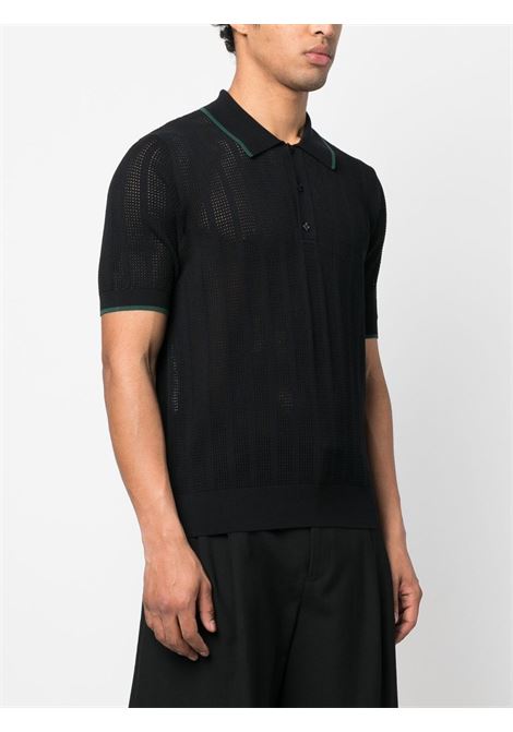 Black contrast-trim mesh polo shirt - men DRIES VAN NOTEN | 2310212206700900