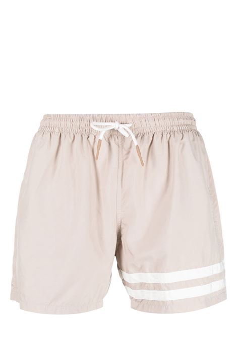 Beige and white drawstring-fastening waist swim shorts - men ELEVENTY | G75BEAG03NYL0G0160201
