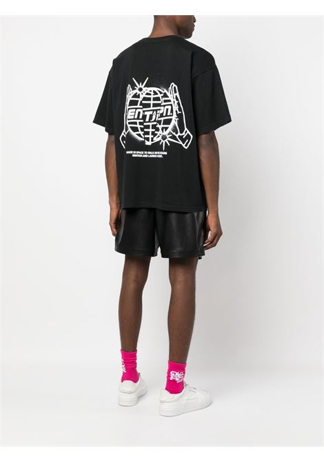 Black slogan-print short-sleeved T-shirt - men ENTERPRISE JAPAN | BB3501TX19022222