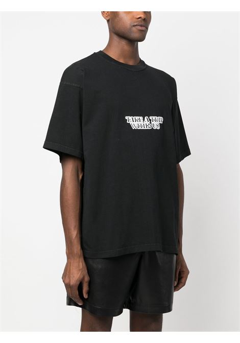 Black slogan-print short-sleeved T-shirt - men ENTERPRISE JAPAN | BB3501TX19022222