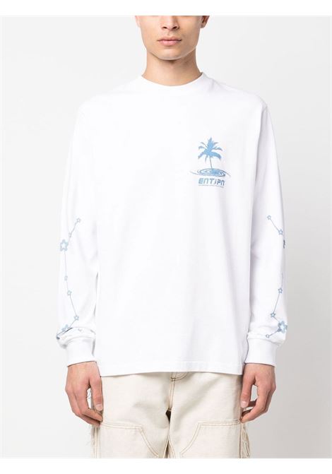T-shirt a maniche lunghe con stampa in bianco e blu - uomo ENTERPRISE JAPAN | BB3505TX19001111