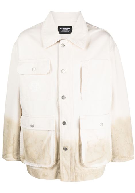 White gradient-effect buttoned shirt jacket - men ENTERPRISE JAPAN | BB3511TX190S1400