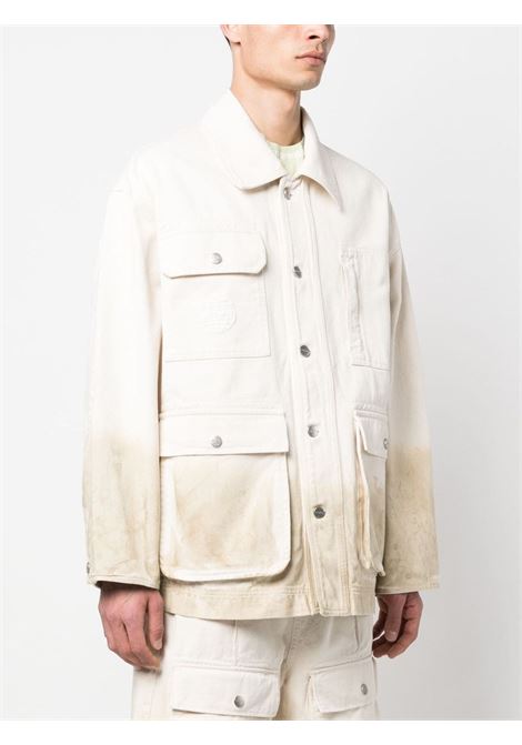 White gradient-effect buttoned shirt jacket - men ENTERPRISE JAPAN | BB3511TX190S1400