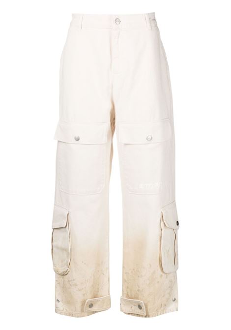 White distressed-effect cargo trousers - men ENTERPRISE JAPAN | BB3515TX190S1400