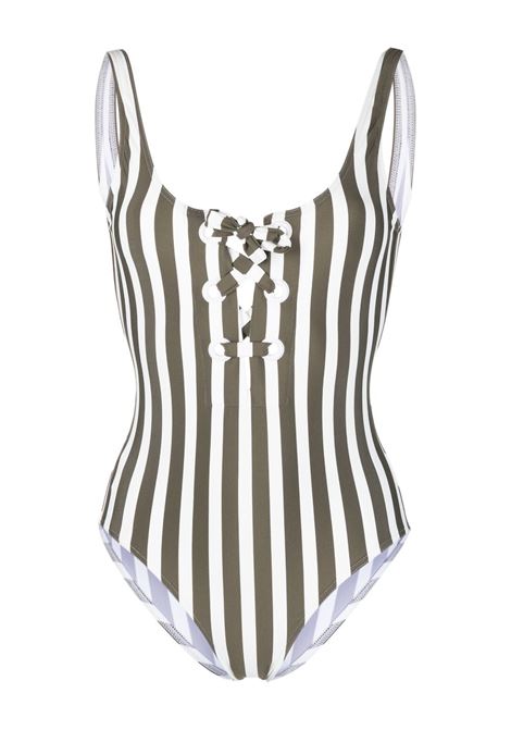 Olive green and white Destino one-piece swimsuit - women ERES | 0123360122623E