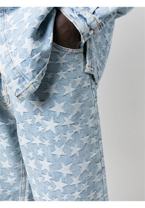Light blue star patterned-jacquard denim shorts- men ERL | ERL06P0121