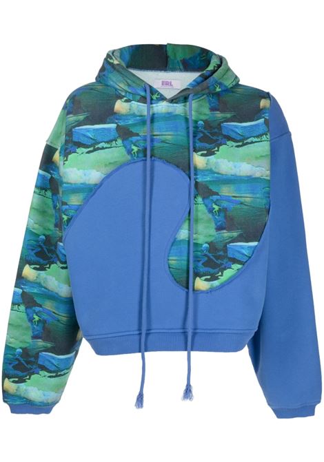 Blue frayed-detailing sweatshirt - men ERL | ERL06T0381