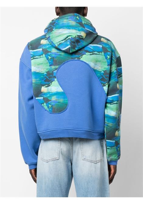Blue frayed-detailing sweatshirt - men ERL | ERL06T0381