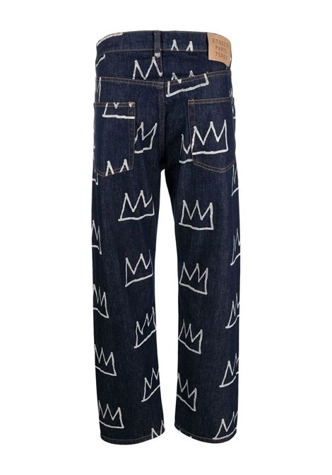 Blue all-over crown-print jeans - men ÉTUDES | E23MC570C00540BL