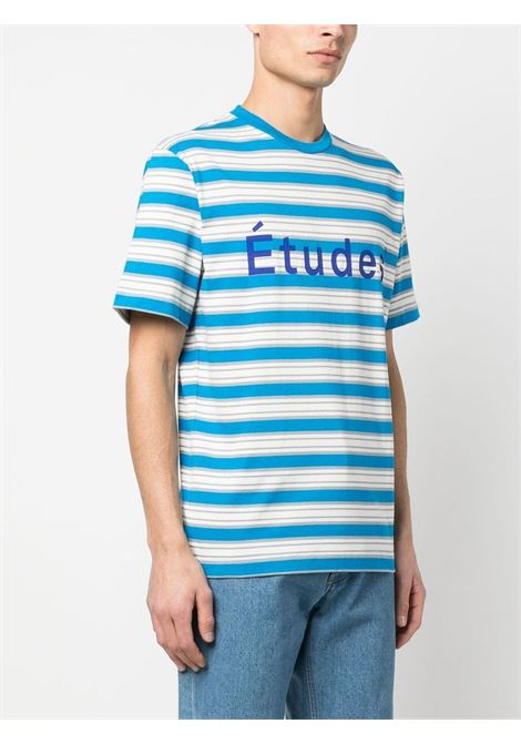 White and blue logo-print T-shirt - men ÉTUDES | E23MM101A021STBL