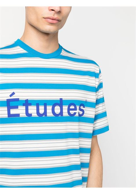 White and blue logo-print T-shirt - men ÉTUDES | E23MM101A021STBL