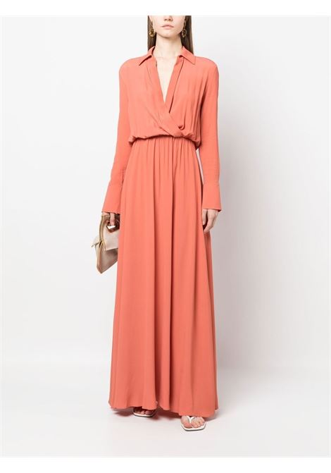 Pink pleated long-sleeved maxi dress - women FEDERICA TOSI | FTE23AB0710SE00131053