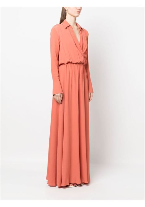 Pink pleated long-sleeved maxi dress - women FEDERICA TOSI | FTE23AB0710SE00131053