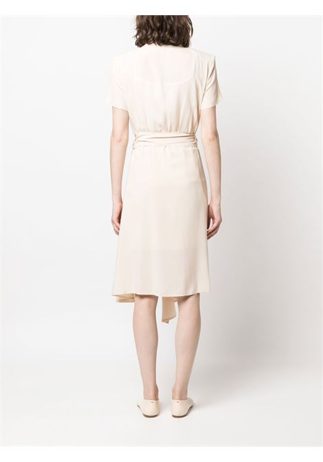 Beige short-sleeved wrap dress - women FEDERICA TOSI | FTE23AB0750SE00130024