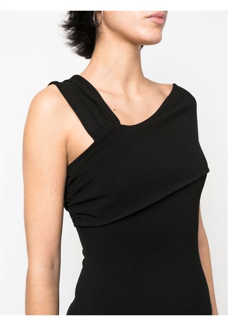 Black off-shoulder fitted midi dress - women FEDERICA TOSI | FTE23AK04200002