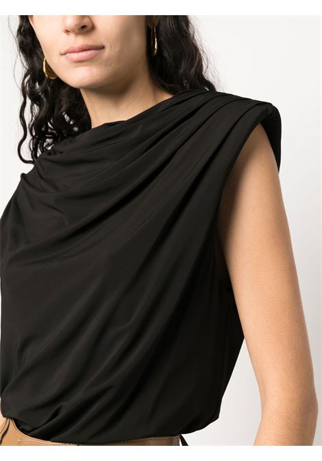 Black gathering-neck cap-sleeve top - women FEDERICA TOSI | FTE23BL0200VI01310002