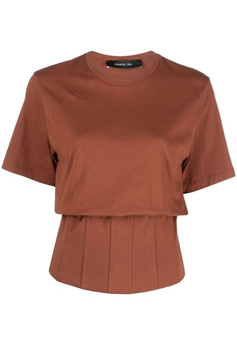 Brown corset-style short-sleeved T-shirt - women FEDERICA TOSI | FTE23TS1100JE01231019