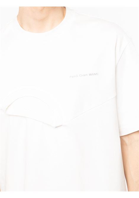 White logo-print patchwork T-shirt - men FENG CHEN WANG | FF12TSH713WHT