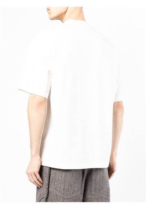 White logo-print patchwork T-shirt - men FENG CHEN WANG | FF12TSH713WHT