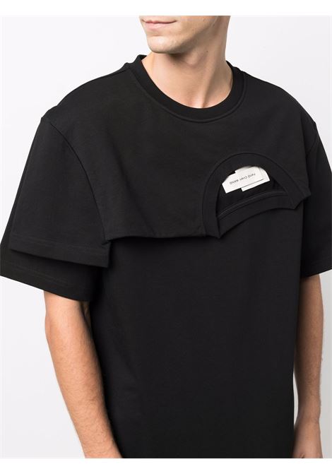 Black layered asymmetric T-shirt - men FENG CHEN WANG | FF12TSH715BBLK