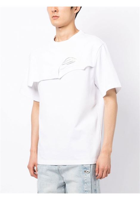 T-shirt dettaglio doppio collo in bianco - uomo FENG CHEN WANG | FF12TSH715WWHT
