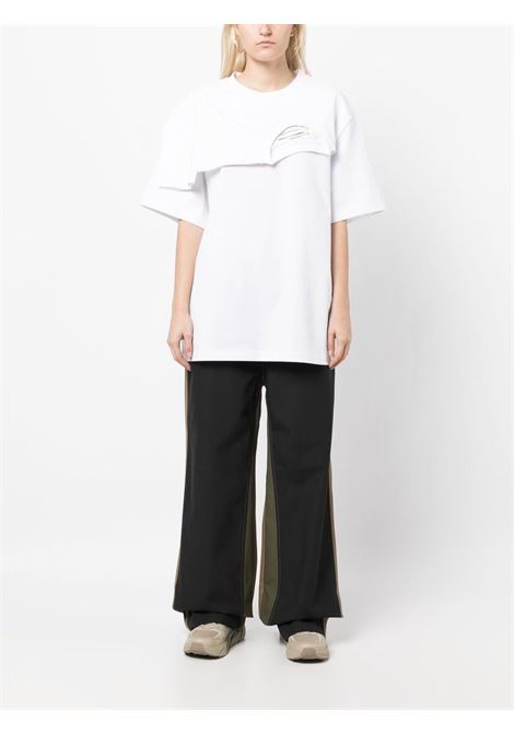 T-shirt dettaglio doppio collo in bianco - uomo FENG CHEN WANG | FF12TSH715WWHT