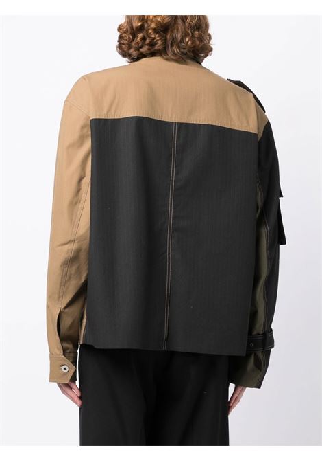 Giacca-camicia con design color-block in verde cachi - uomo FENG CHEN WANG | FMS15JK21KHK