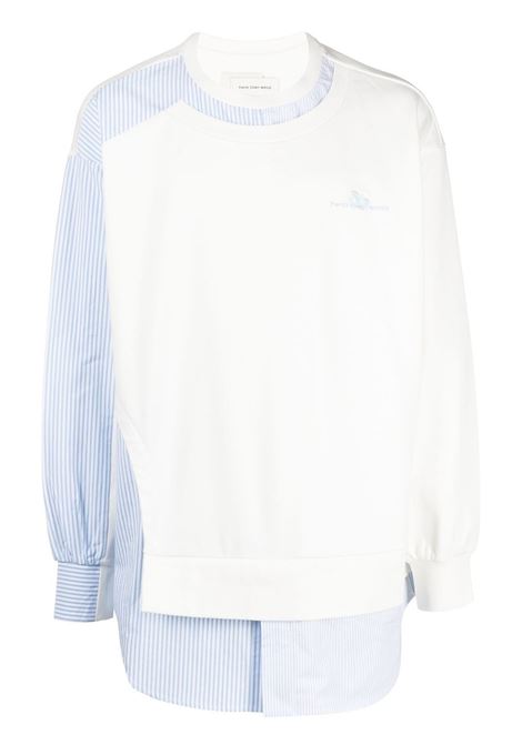 White patchwork stripe-print sweatshirt - men FENG CHEN WANG | FMS15SS04WHT
