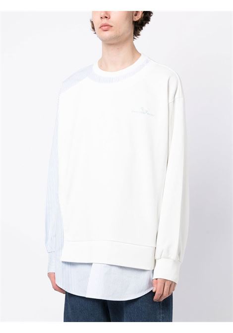 White patchwork stripe-print sweatshirt - men FENG CHEN WANG | FMS15SS04WHT