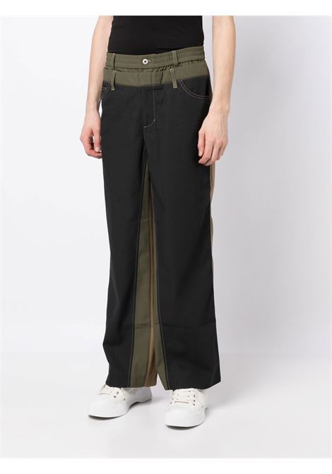 Khaki patchwork double-waist jeans - men FENG CHEN WANG | FMS15TR08KHK