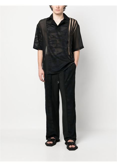 Black elasticated-waist wide-leg trousers - men FENG CHEN WANG | FMS15TR13BLK