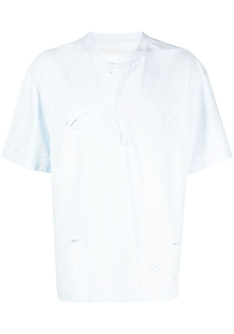 Blue double-layer distressed effect T-shirt - men FENG CHEN WANG | FMS15TS01BL