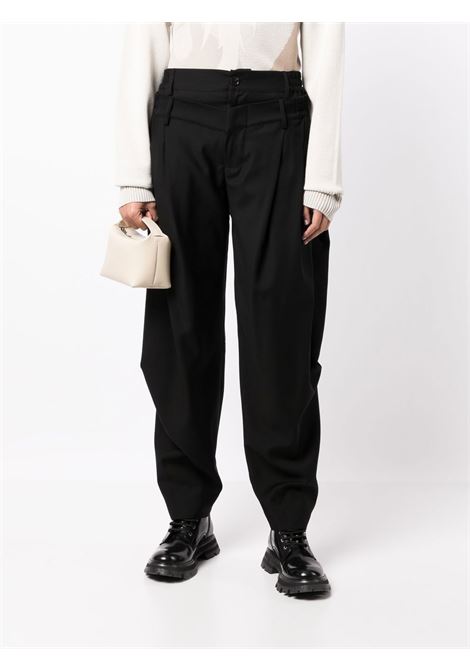 Black double-waistband tailored trousers - men FENG CHEN WANG | FS13TRO514BLK