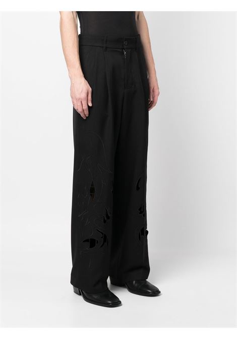 Pantaloni con dettaglio cut-out in nero - unisex FENG CHEN WANG | FUS15TR04BLK