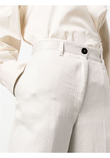 Pantaloni a gamba ampia a vita alta in bianco - donna FORTE FORTE | 100247019
