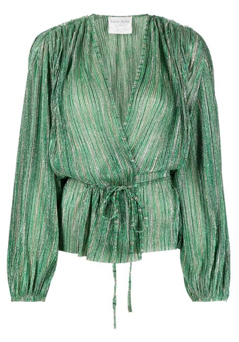 Blusa a righe con effetto metallizzato in verde - donna FORTE FORTE | 100740169