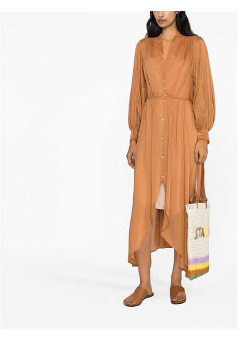 Brown long-sleeve embroidered dress - women FORTE FORTE | 100992049