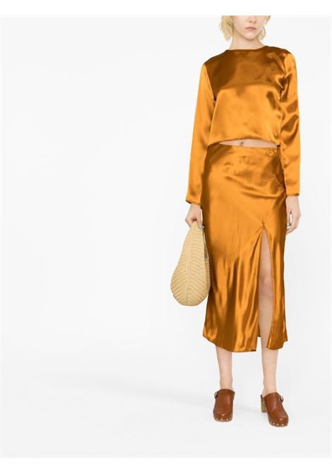 Orange front-slit satin midi skirt - women FORTE FORTE | 103483089