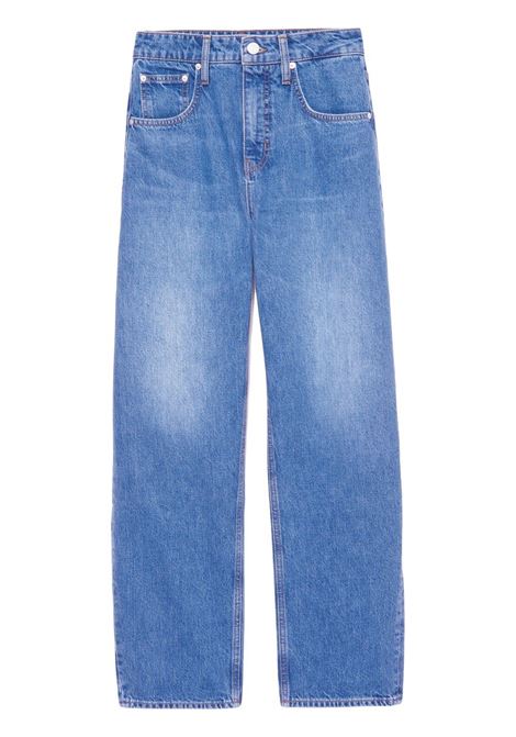 Blue high-rise straight jeans - women 
