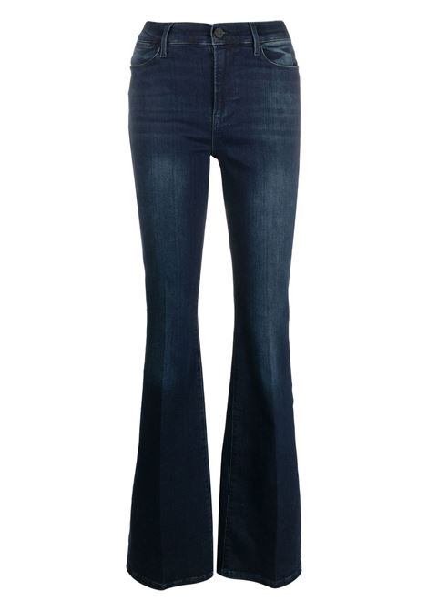 Blue low-rise flared jeans - women
