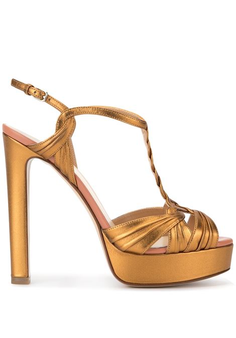 Gold high heel platform sandals - women FRANCESCO RUSSO | R1S384307