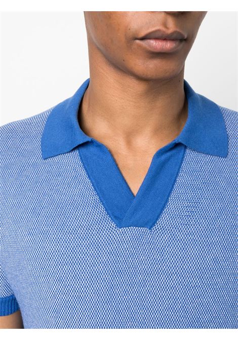 Blue short-sleeved knitted polo shirt - men FRESCOBOL CARIOCA | 2188635