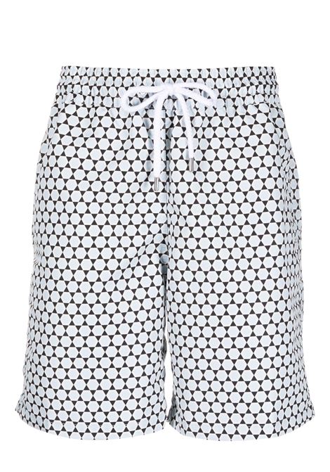 Black and white Futev?lei-print swim shorts - men FRESCOBOL CARIOCA | 2198645