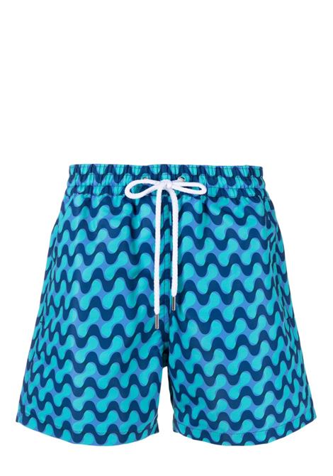 Blue wave-print swim shorts - men FRESCOBOL CARIOCA | 2258685