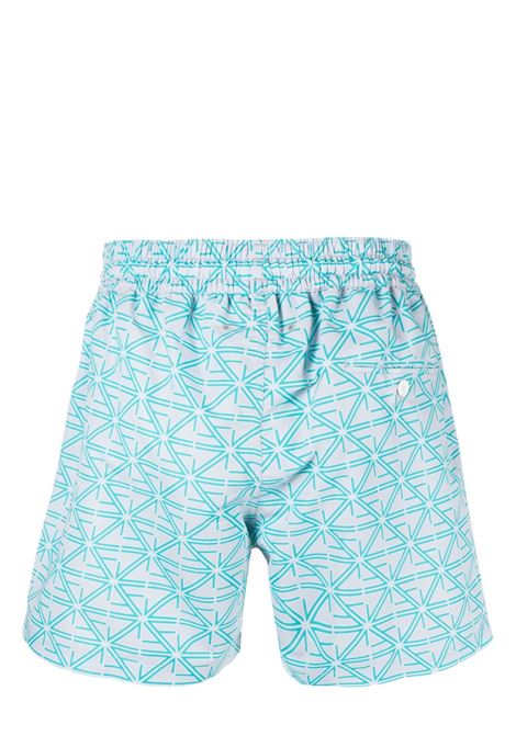 Light blue monogram-print swim shorts - men FRESCOBOL CARIOCA | 2260704