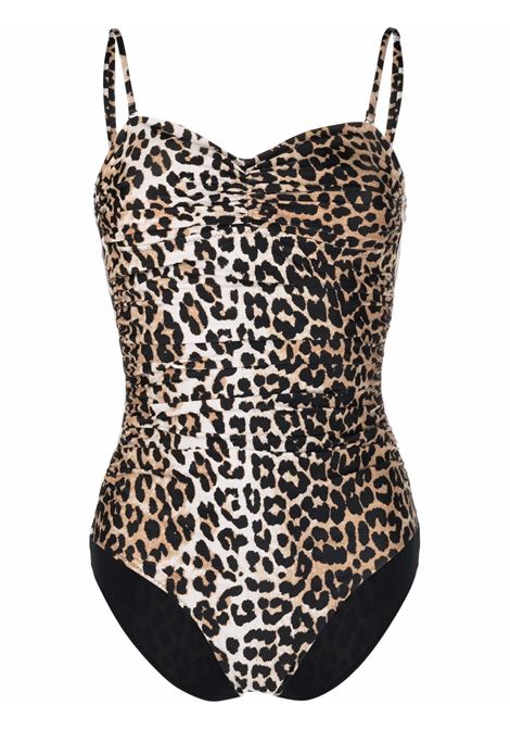 Brown leopard-print swimsuit - women  GANNI | A4156943